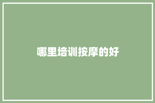 哪里培训按摩的好
