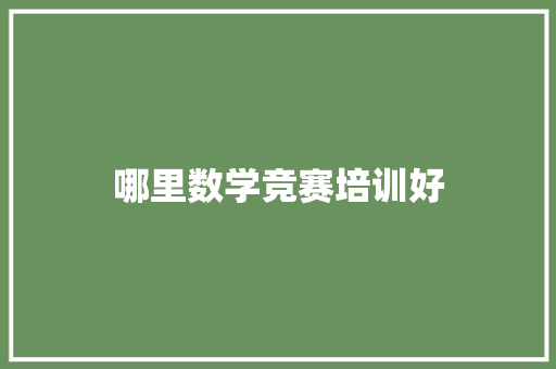 哪里数学竞赛培训好