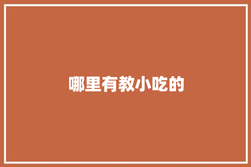 哪里有教小吃的