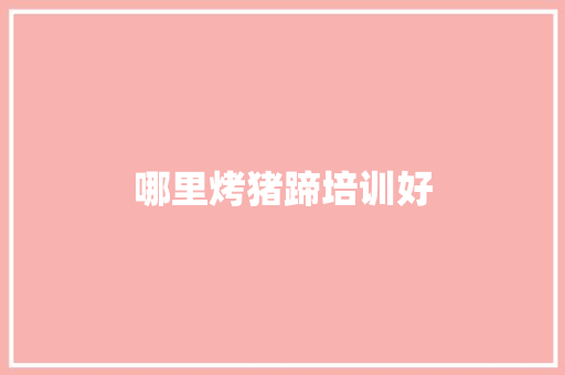 哪里烤猪蹄培训好