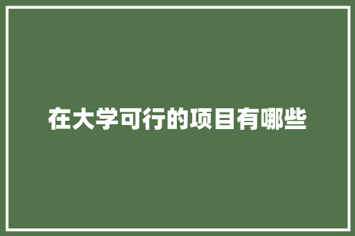 在大学可行的项目有哪些