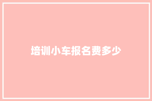 培训小车报名费多少