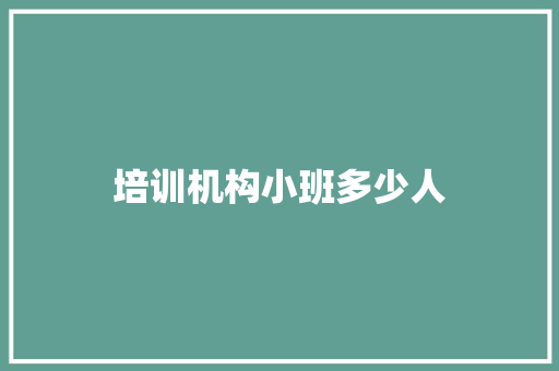培训机构小班多少人