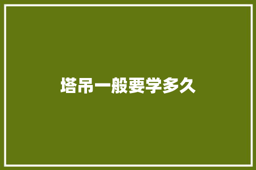 塔吊一般要学多久