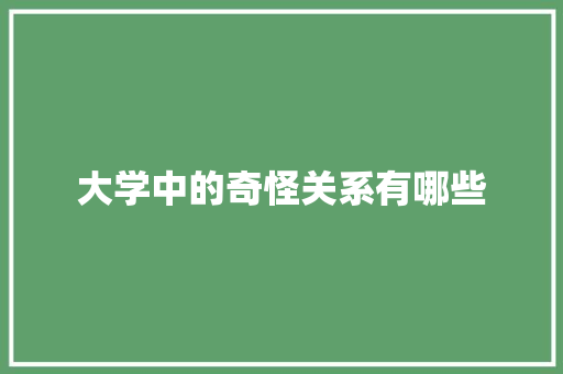 大学中的奇怪关系有哪些