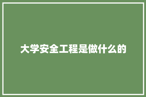 大学安全工程是做什么的
