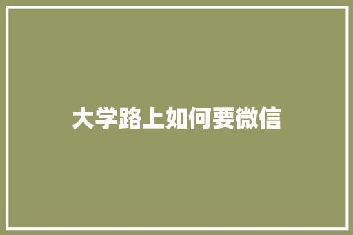 大学路上如何要微信
