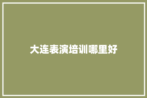 大连表演培训哪里好