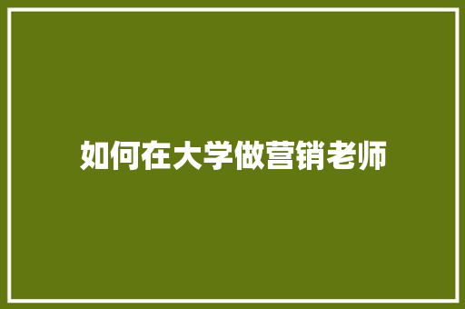 如何在大学做营销老师