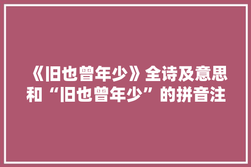 《旧也曾年少》全诗及意思和“旧也曾年少”的拼音注释