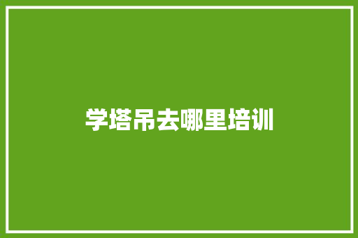 学塔吊去哪里培训