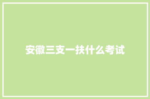 安徽三支一扶什么考试