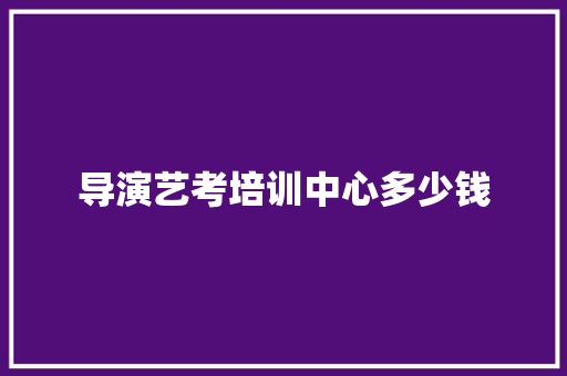 导演艺考培训中心多少钱