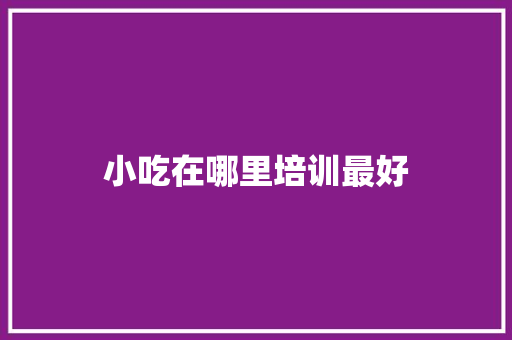 小吃在哪里培训最好