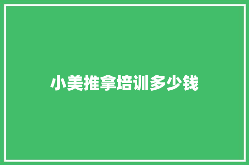 小美推拿培训多少钱 应用文