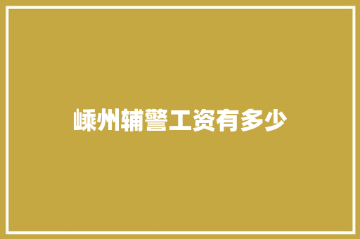嵊州辅警工资有多少