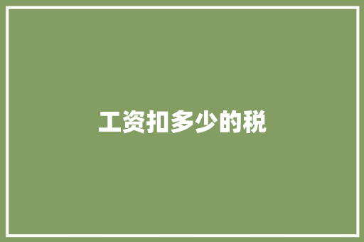 工资扣多少的税