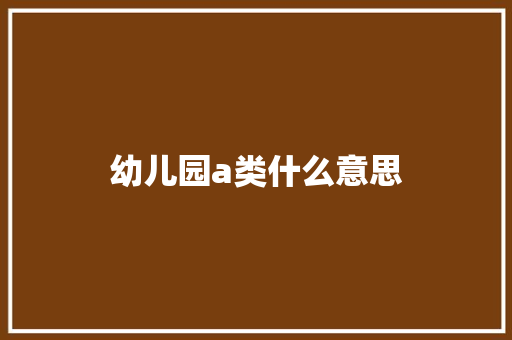 幼儿园a类什么意思