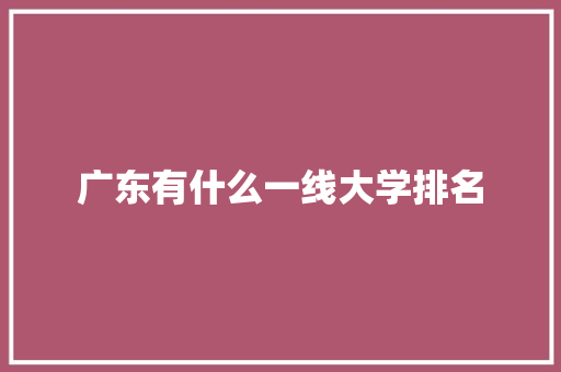 广东有什么一线大学排名