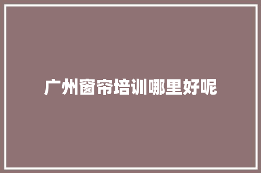 广州窗帘培训哪里好呢 项目报告