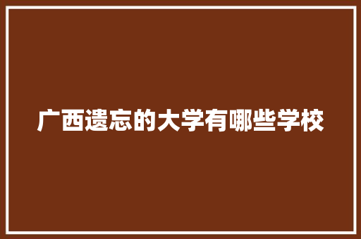 广西遗忘的大学有哪些学校