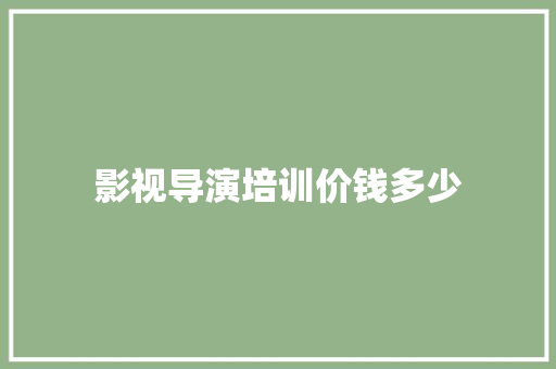 影视导演培训价钱多少