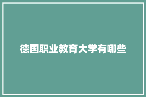 德国职业教育大学有哪些