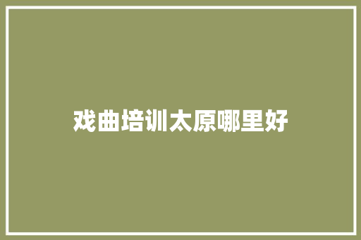 戏曲培训太原哪里好