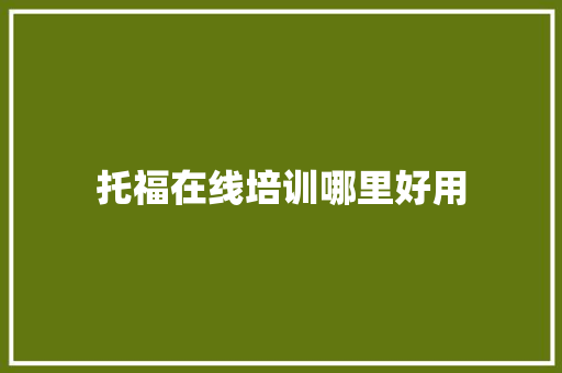 托福在线培训哪里好用