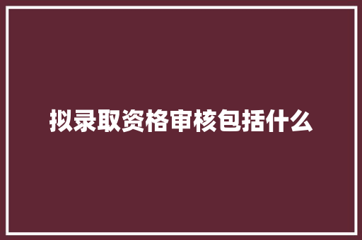 拟录取资格审核包括什么