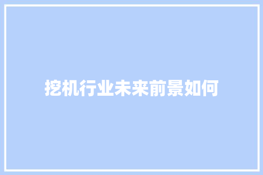 挖机行业未来前景如何