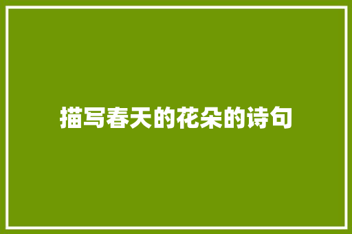 描写春天的花朵的诗句