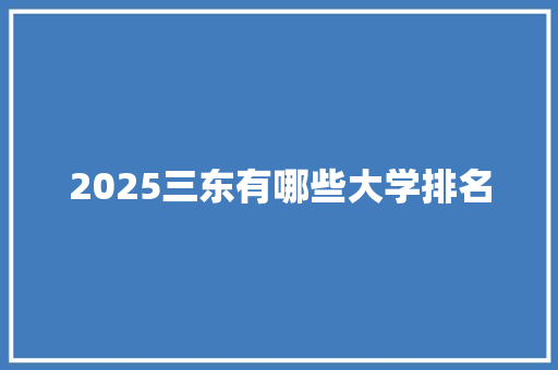2025三东有哪些大学排名