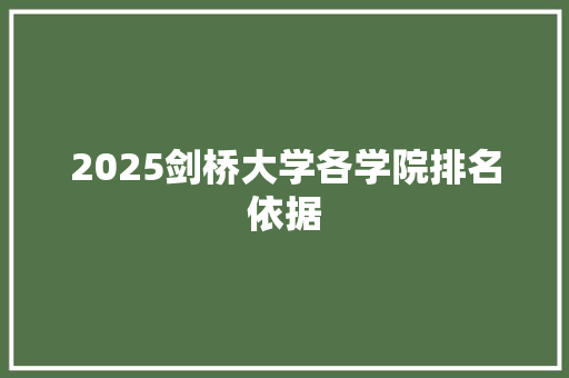 2025剑桥大学各学院排名依据 工作总结