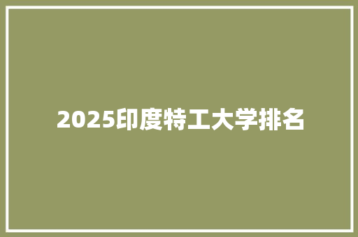 2025印度特工大学排名