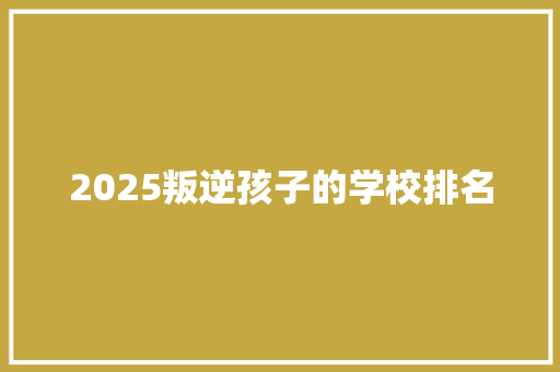 2025叛逆孩子的学校排名