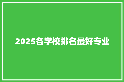 2025各学校排名最好专业