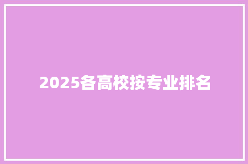 2025各高校按专业排名