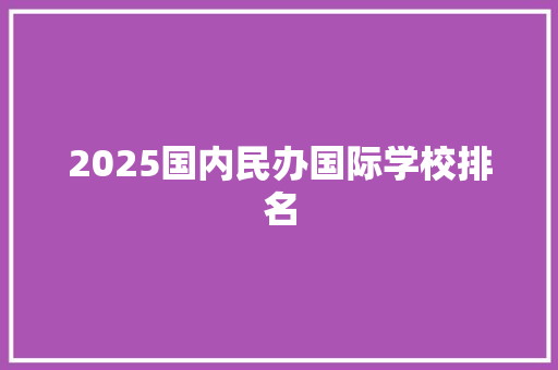 2025国内民办国际学校排名 项目报告