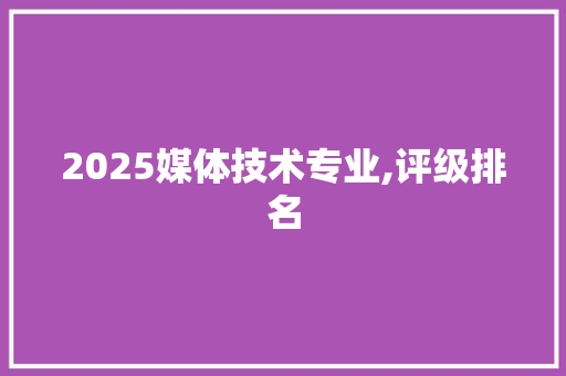 2025媒体技术专业,评级排名