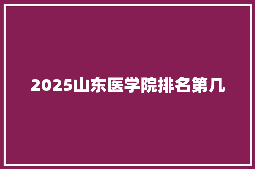 2025山东医学院排名第几