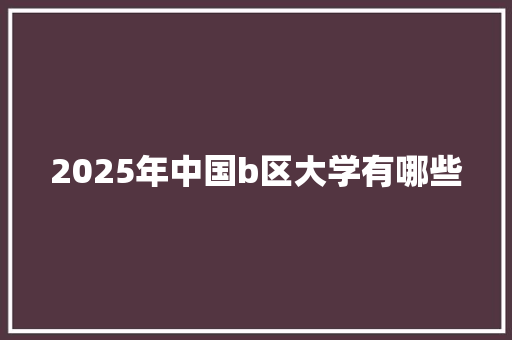 2025年中国b区大学有哪些