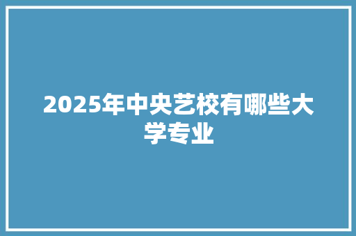 2025年中央艺校有哪些大学专业