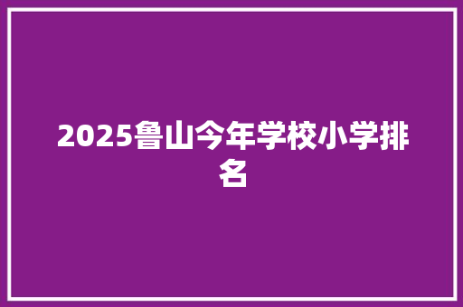 2025鲁山今年学校小学排名