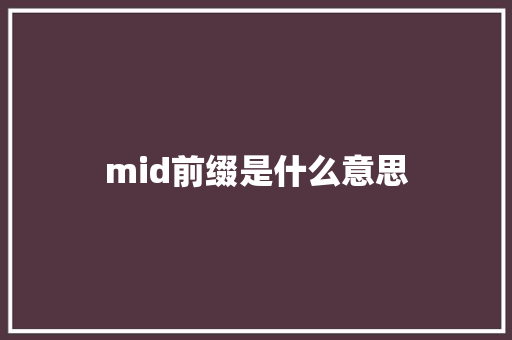 mid前缀是什么意思