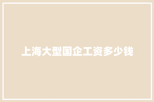 上海大型国企工资多少钱