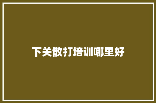 下关散打培训哪里好