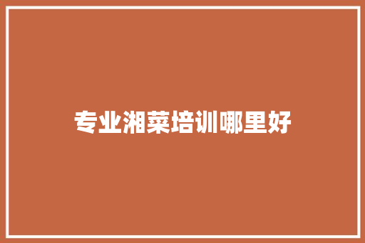 专业湘菜培训哪里好