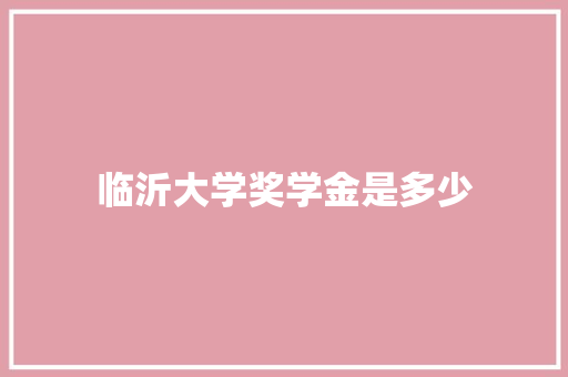 临沂大学奖学金是多少