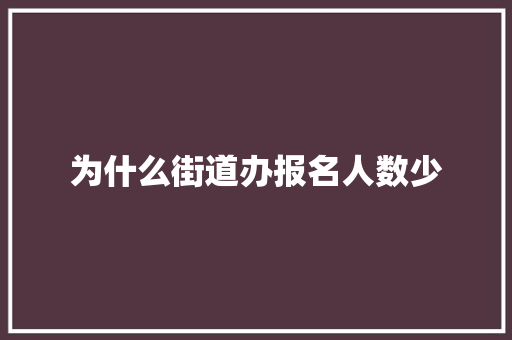 为什么街道办报名人数少